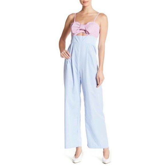 striped cutout jumpsuit